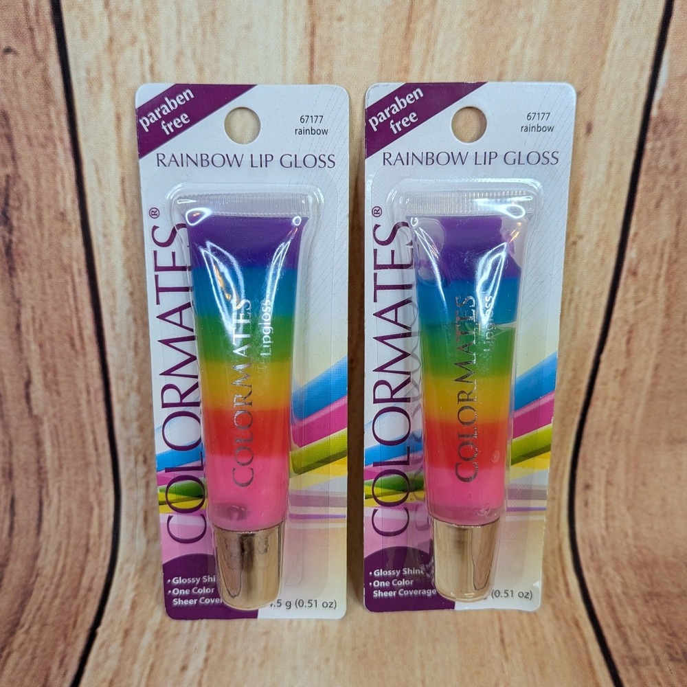 2 PK Colormates Rainbow Lip Gloss Moisturizer 67177 0.51 oz